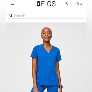 Figs scrub top- royal blue Casma 3 pocket scrub top. Like-new, only worn once